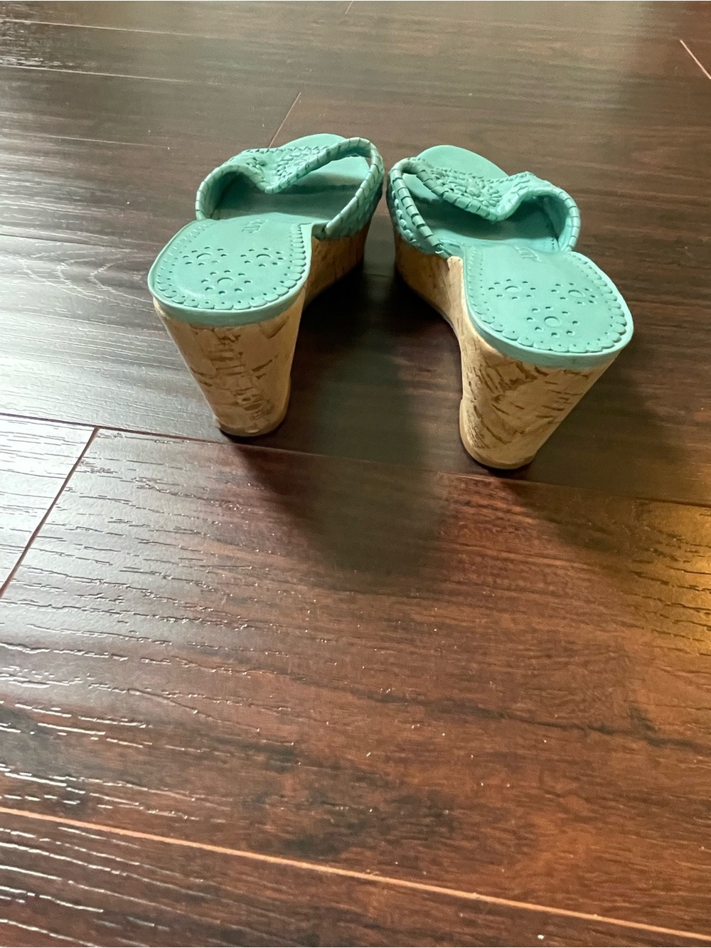 Jack Rogers Teal Braided Cork Wedge Sandals 7.5 - Picture 3 of 6